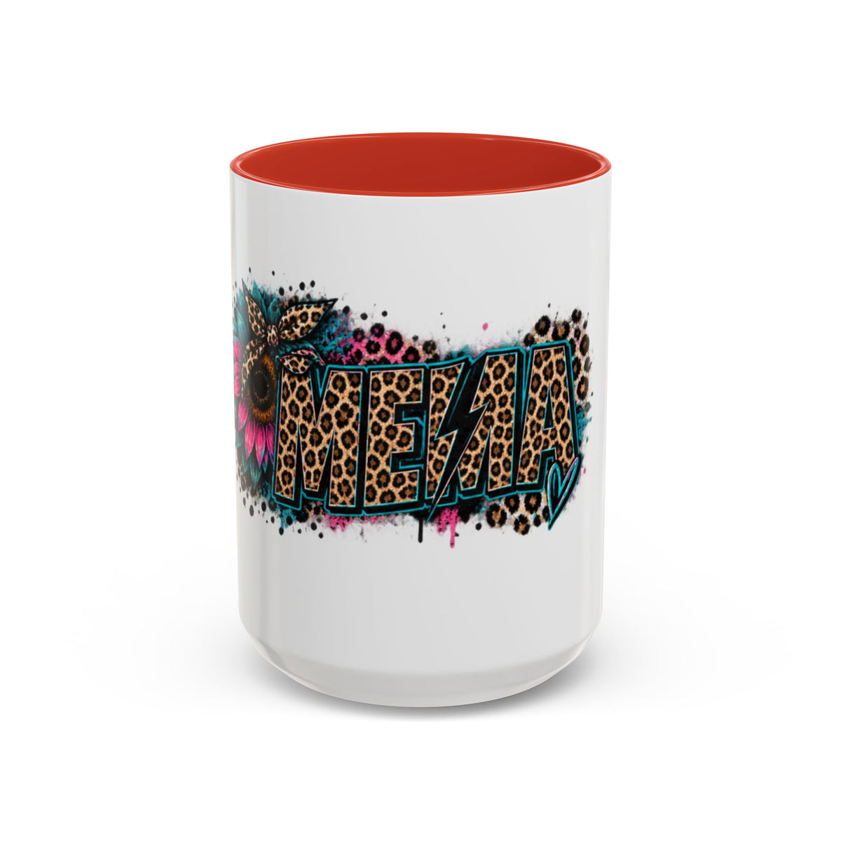Leopard Print 'Mema' Accent Coffee Mug — Bold Animal Print Ceramic Mug- Mema Gift