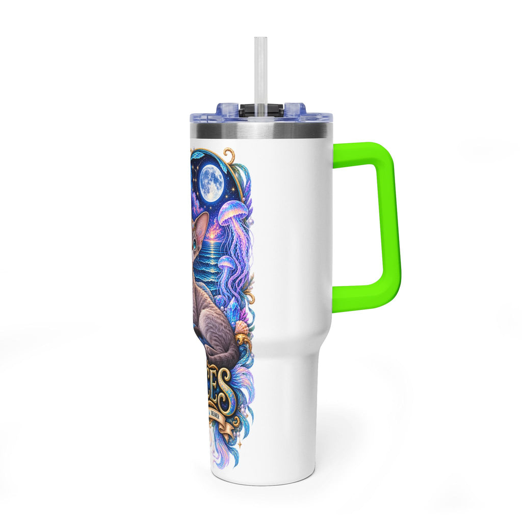 Pisces Devon Rex Cat 40oz Tumbler — Zodiac Vacuum Insulated Travel Cup
