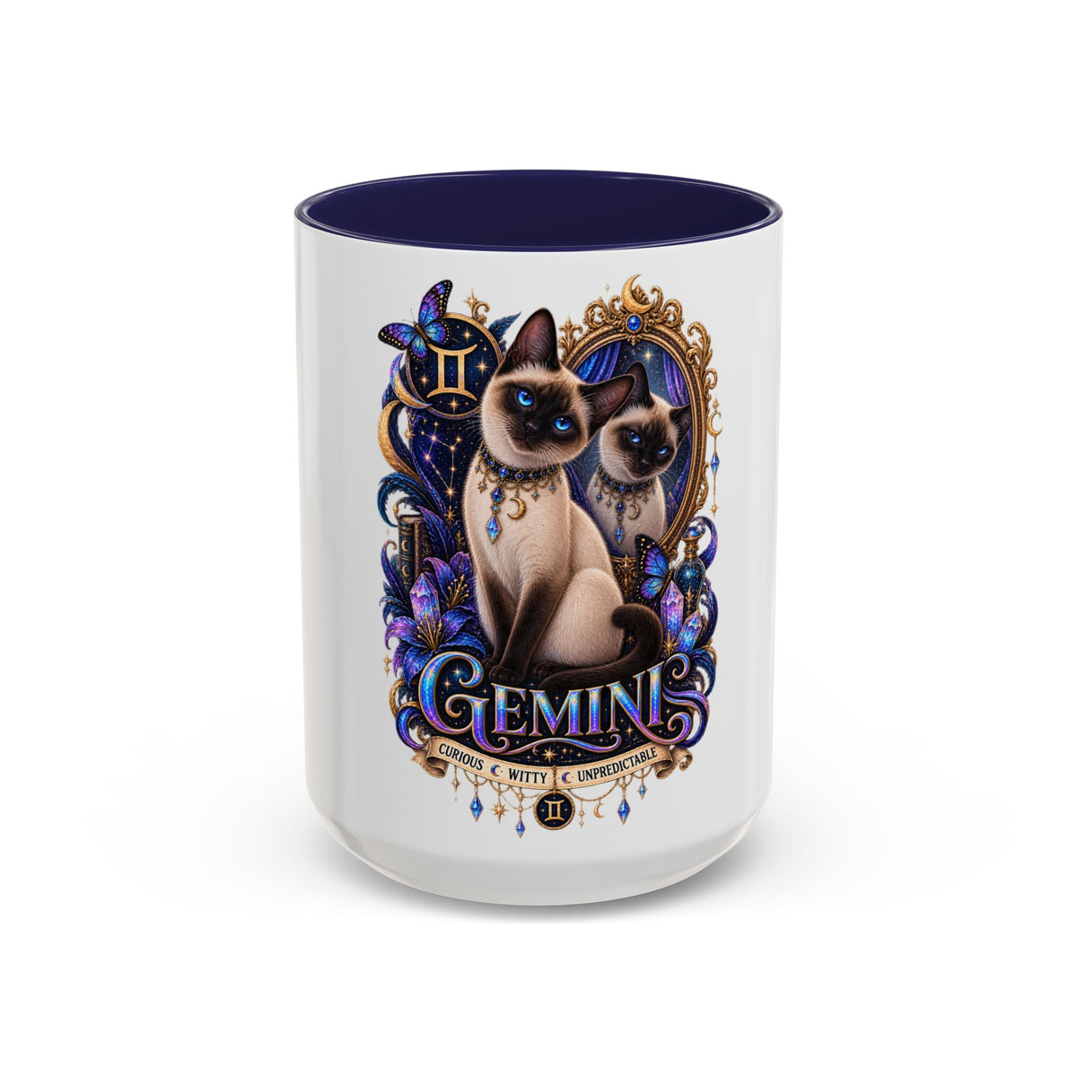 Gemini Zodiac Cat Coffee Mug — Siamese Astrology 11/15oz Accent Mug