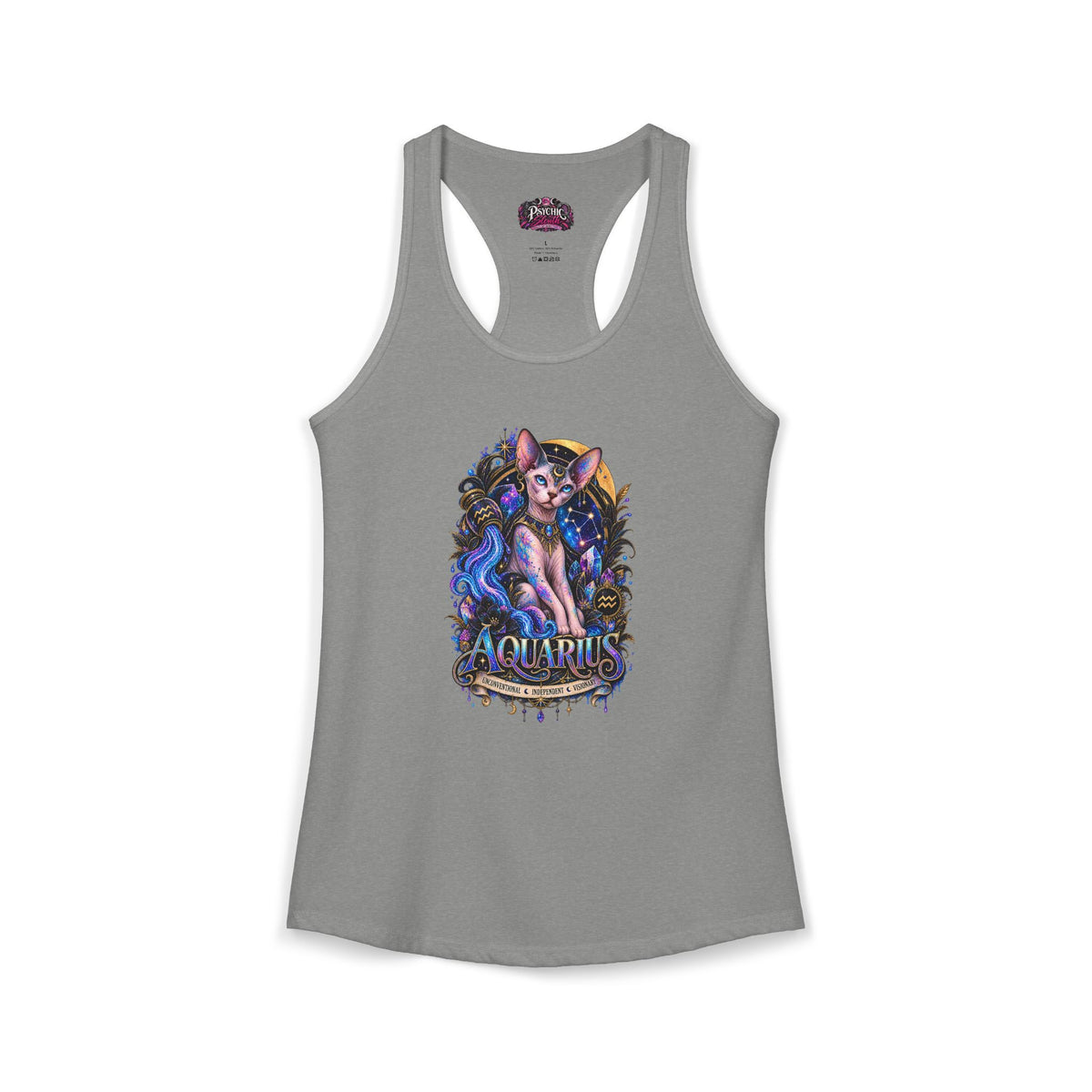 Aquarius Sphynx Cat Zodiac Tank- Celestial Astrology Cat Lover Tank