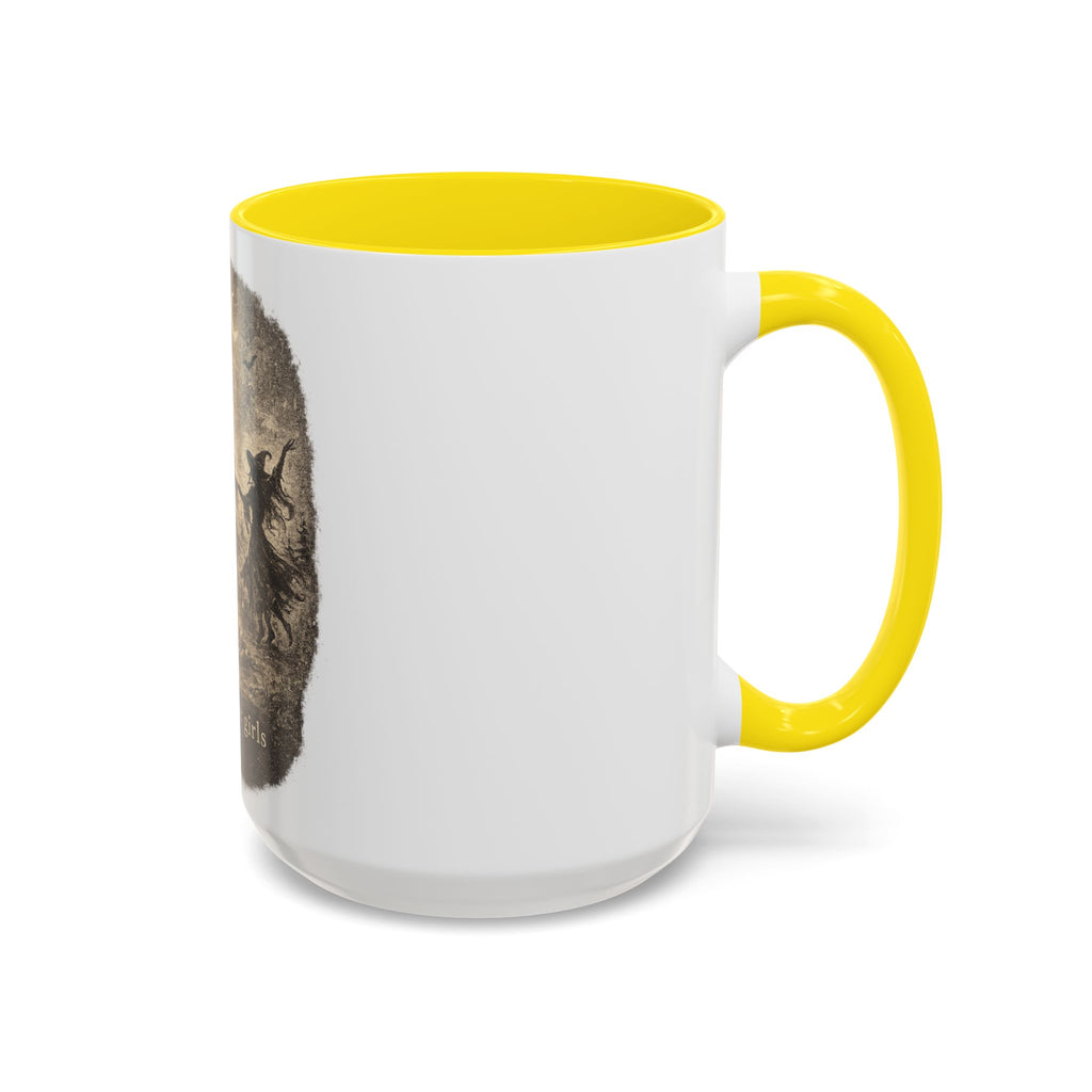 Witch Circle Coffee Mug — "Girls Will Be Girls" Vintage Halloween Accent Mug