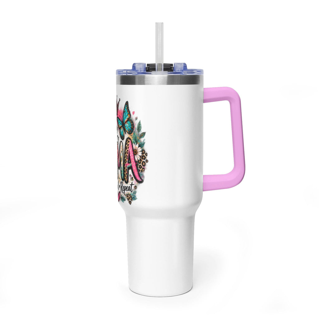40oz Mama Tumbler – Floral Crown, Butterfly & 'Mama' Design Vacuum Thermal Mug