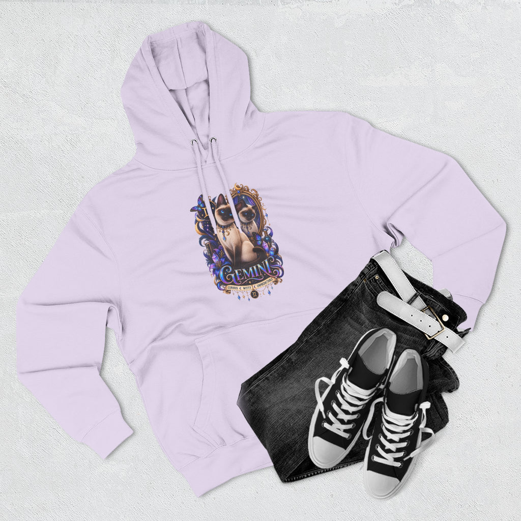Gemini Siamese Zodiac Hoodie — Mystical Celestial Cat Astrology Design