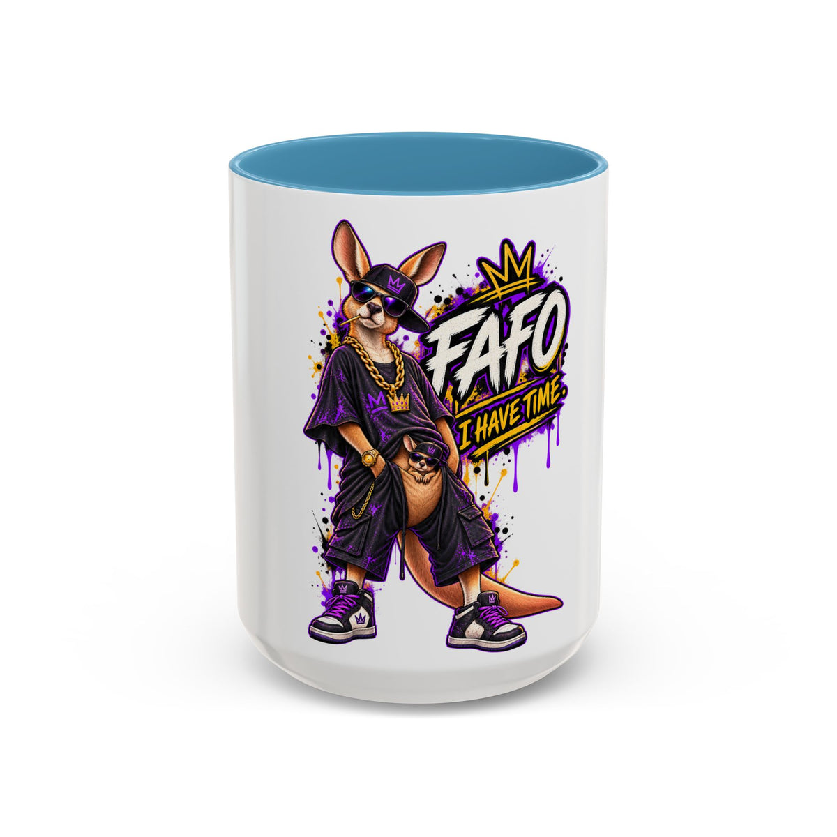 Kangaroo Streetwear Coffee Mug — "FAFO I Have Time" Accent Mug