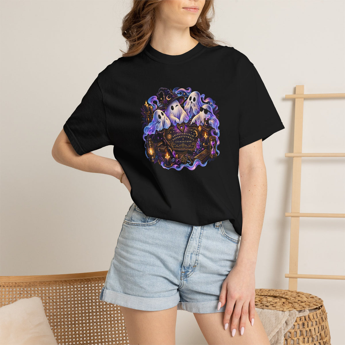 Halloween Ghost Crew T-Shirt — Spooky Night Pumpkin & Bats Graphic Tee
