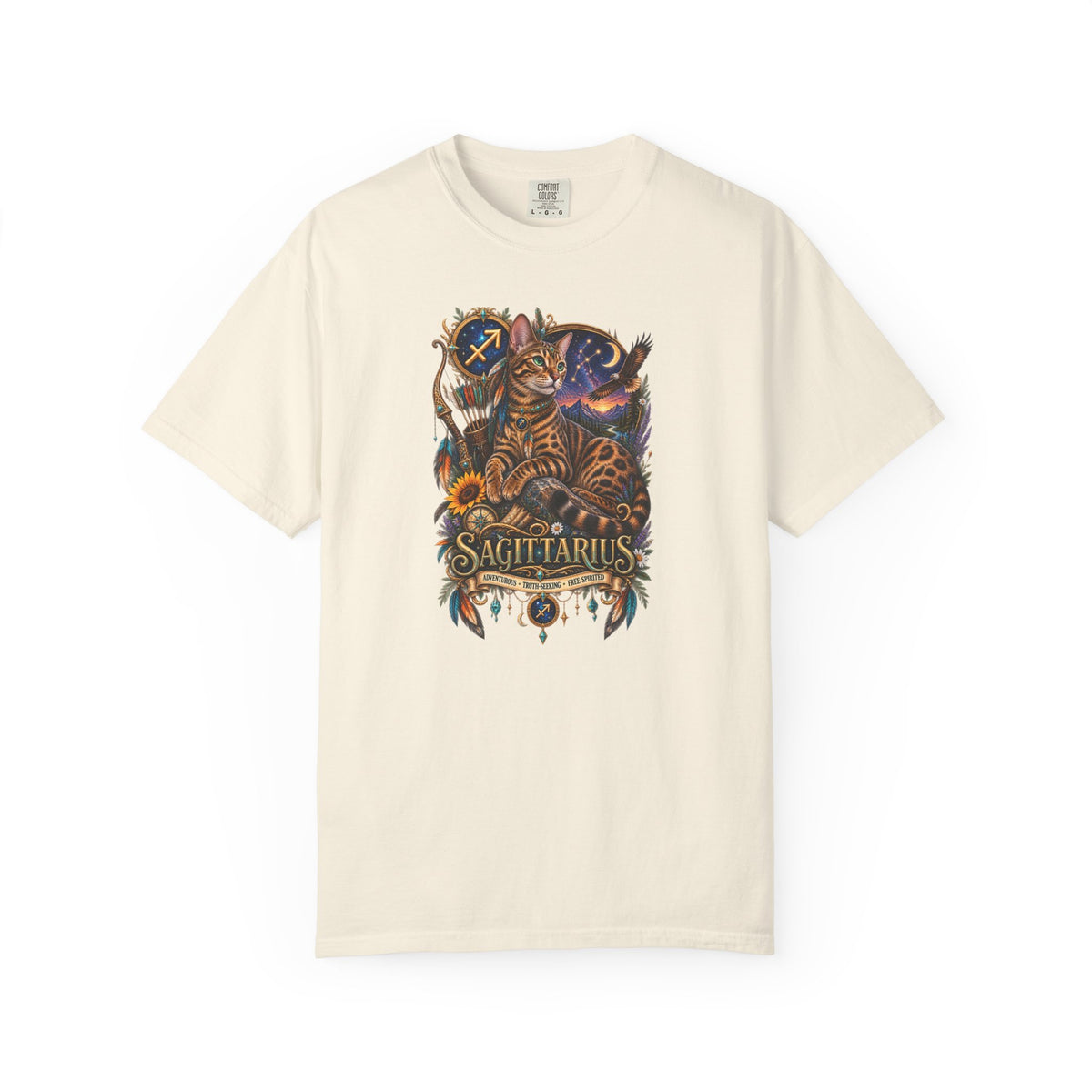 Sagittarius Zodiac Bengal Cat T-Shirt — Astrological Archer Horoscope Tee