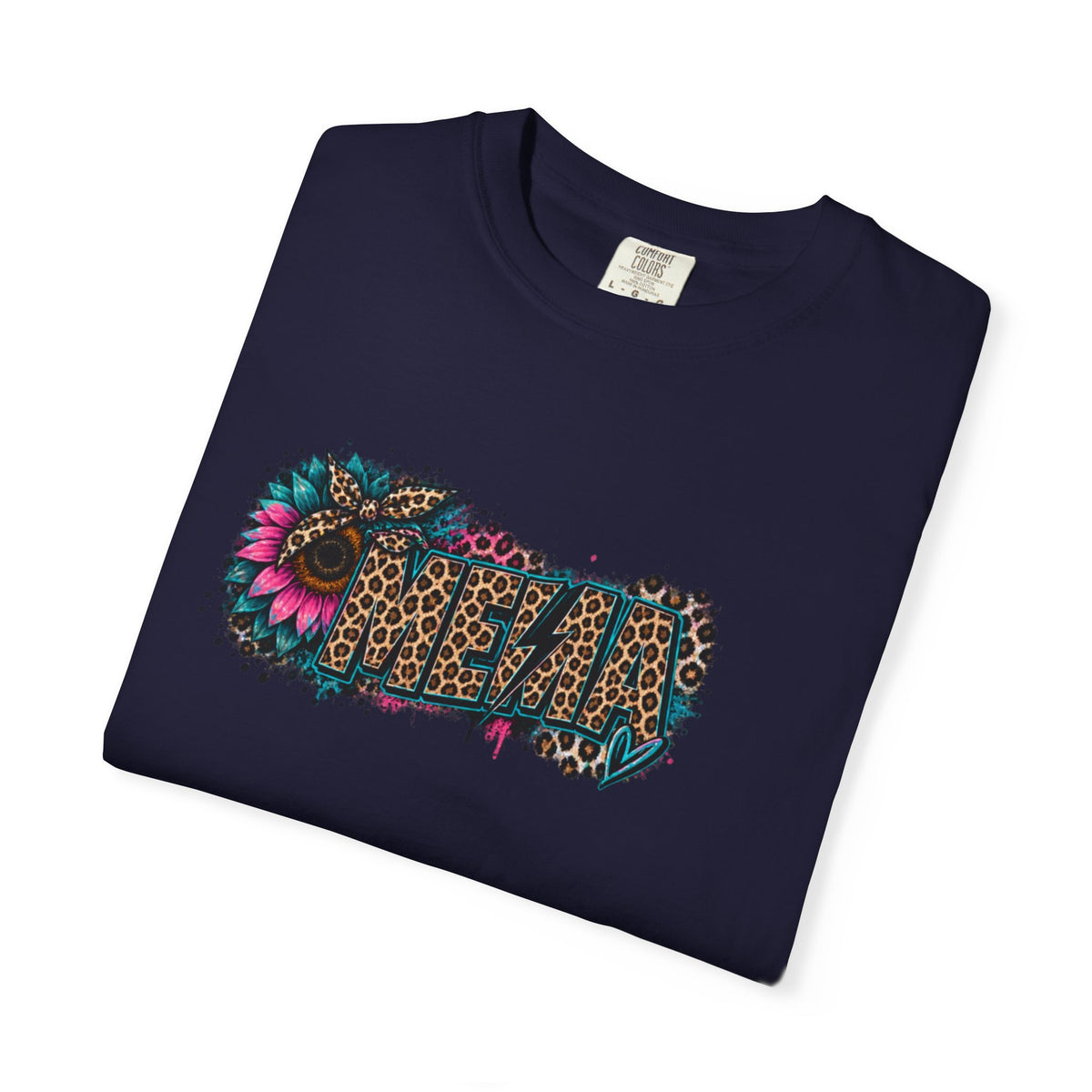 MEMA Leopard Floral Logo T-Shirt — Vintage Animal Print Graphic Tee