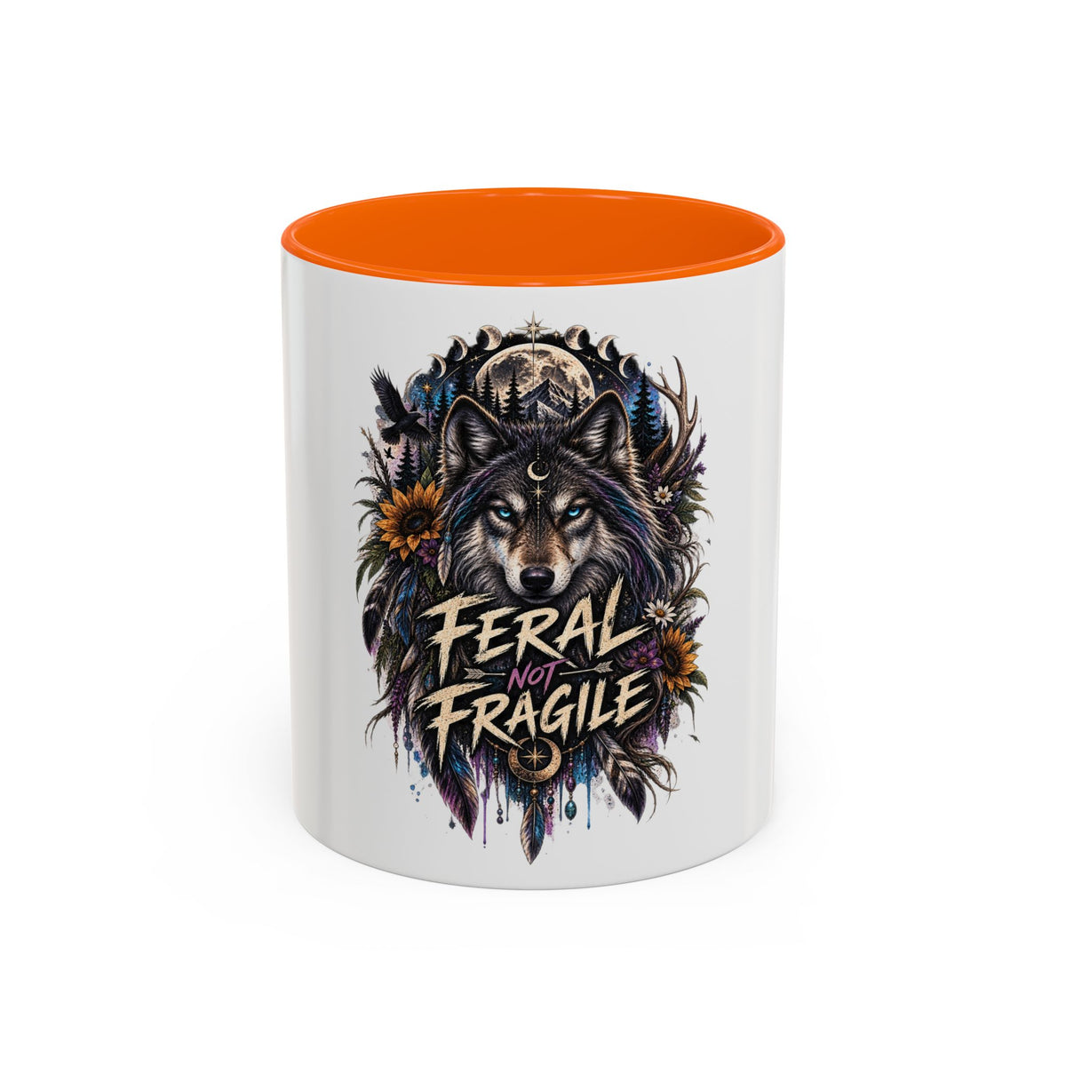Feral Not Fragile Wolf Accent Coffee Mug (11oz & 15oz)