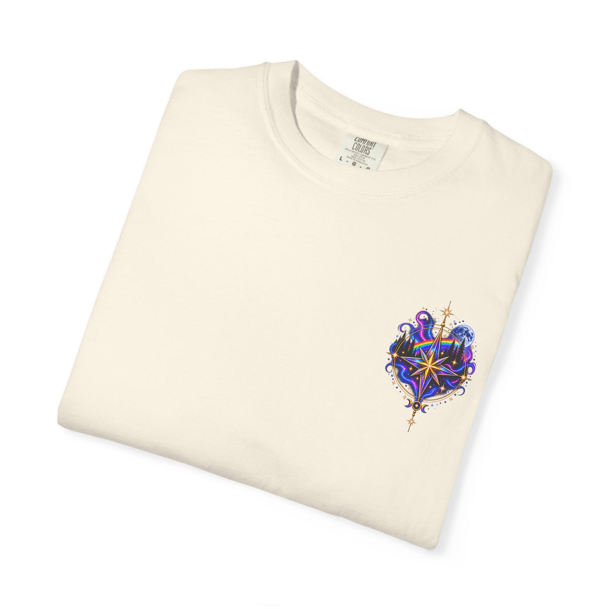 T-Shirt — "Guided by Light, Bound to Truth" Cosmic Forest Graphic
