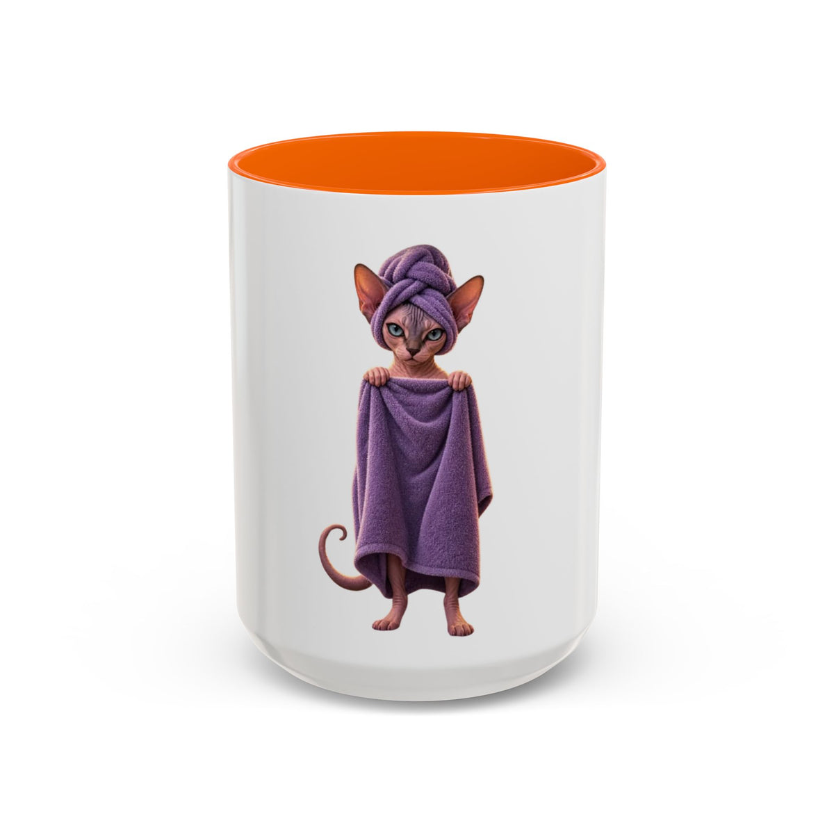 Sphynx Cat in Purple Towel Accent Coffee Mug (11/15 oz)