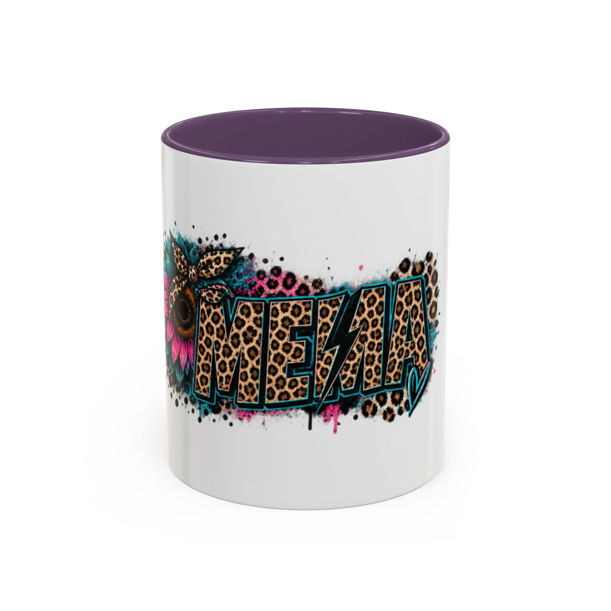 Leopard Print 'Mema' Accent Coffee Mug — Bold Animal Print Ceramic Mug- Mema Gift