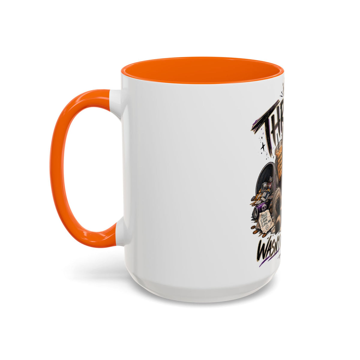 Thriving Raccoon Accent Coffee Mug — "Thriving Wasn't in the Budget" Funny Gift