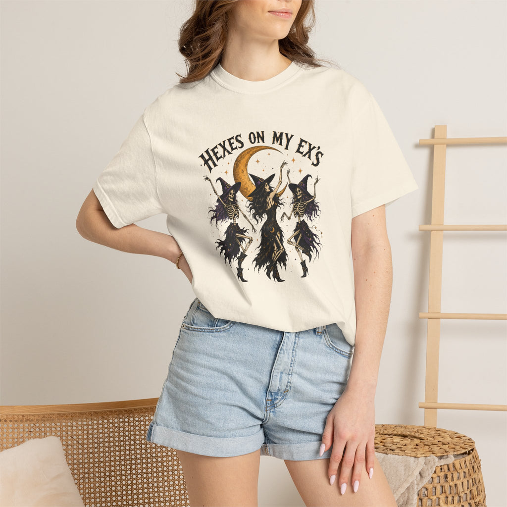 Witches and skeleton Graphic T-Shirt — "Hexes On My Ex's" Moon Witch Tee