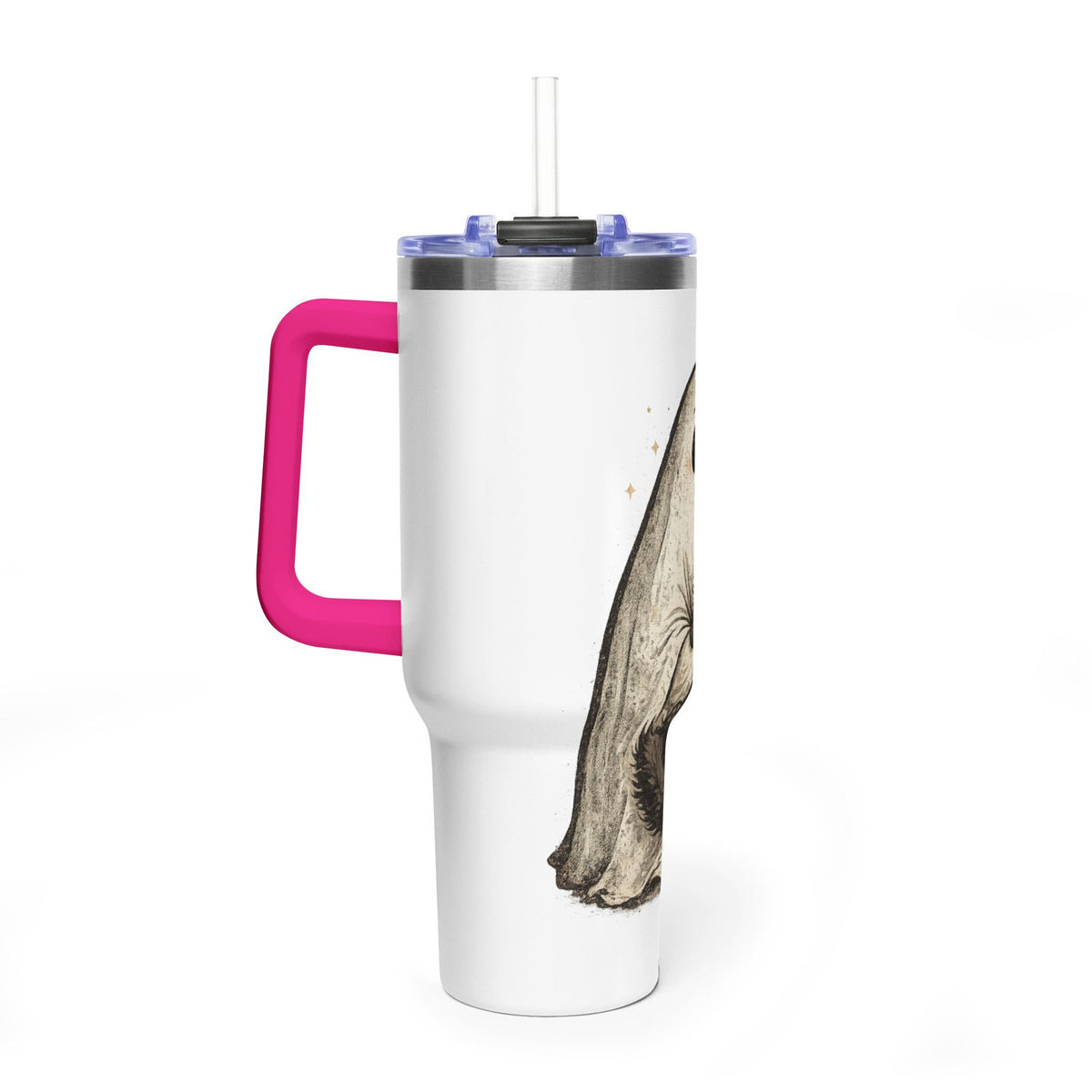 40oz Tumbler — Cute Ghost Hugging Black Cat Thermal Cup