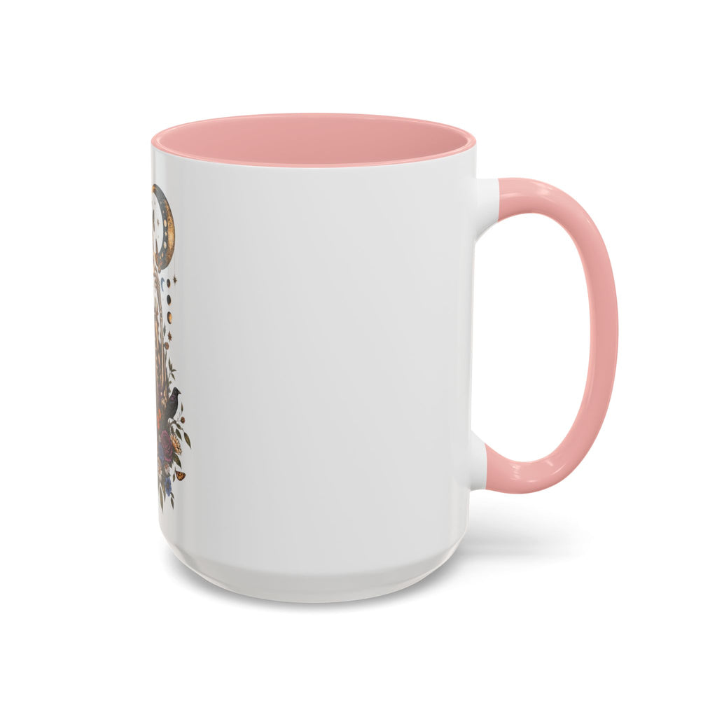 Skull & Moon Floral Coffee Mug — Gothic Botanical Accent Mug