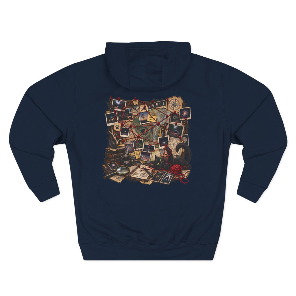 Detective Collage Hoodie — Vintage Mystery Photos & Magnifying Glass Graphic