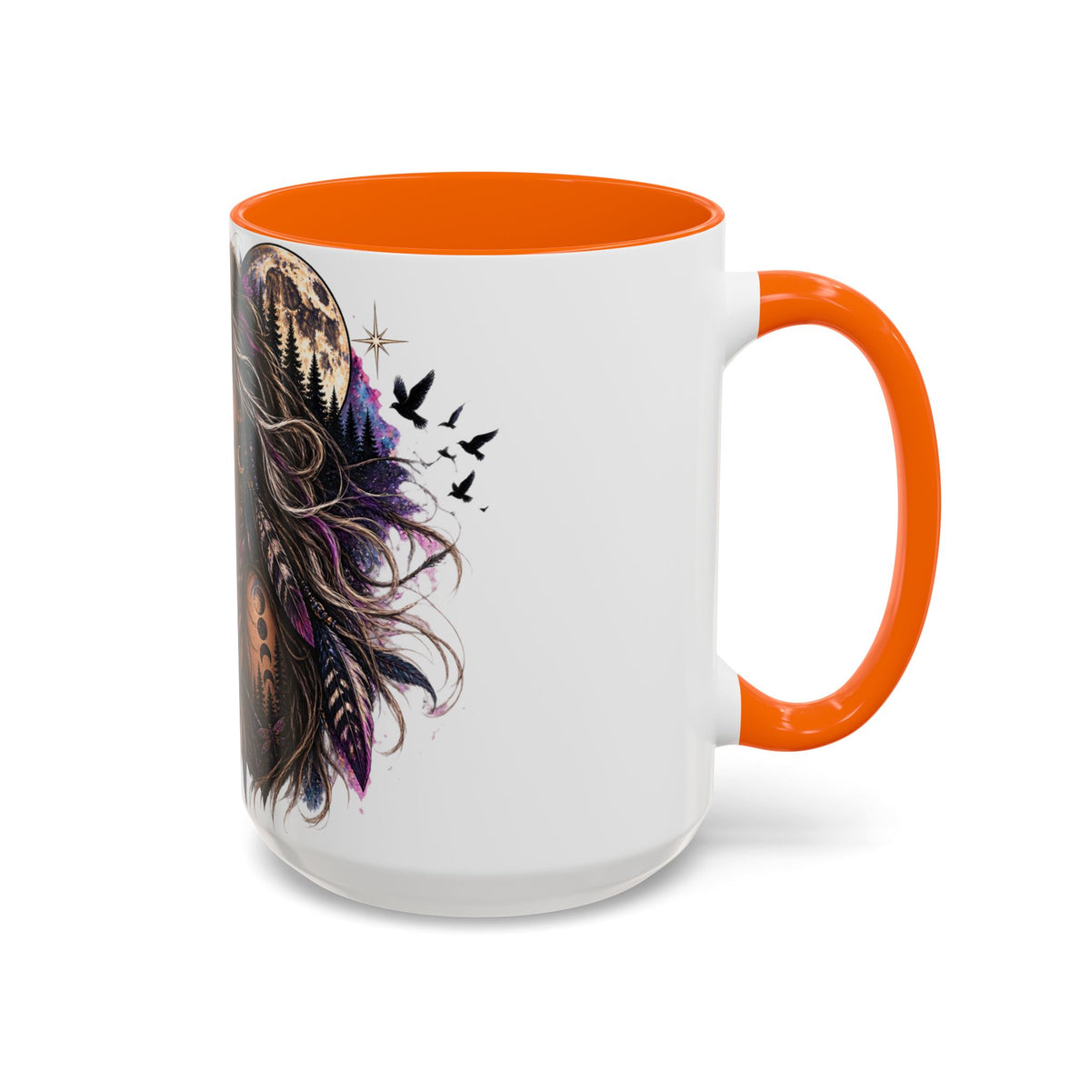 Feral Not Fragile Accent Coffee Mug — Wolf Goddess 11oz/15oz