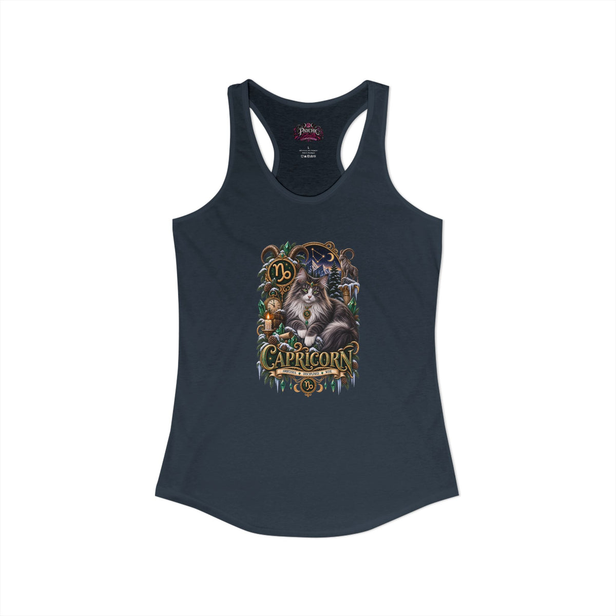 Capricorn Norwegian Forest Cat Zodiac Tank- Celestial Astrology Cat Lover Tank