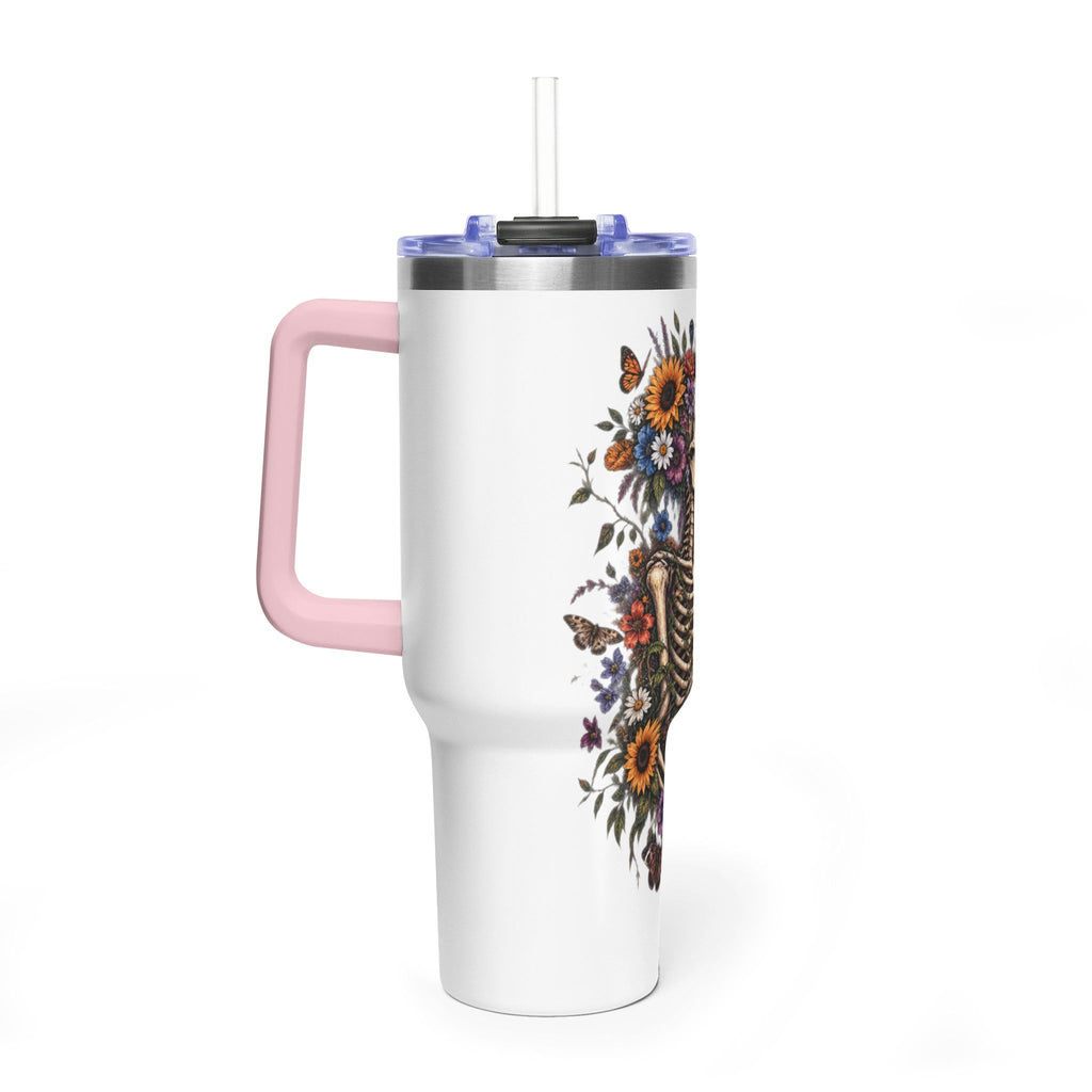 40oz Floral Skeleton Tumbler – Insulated Vacuum Travel Mug