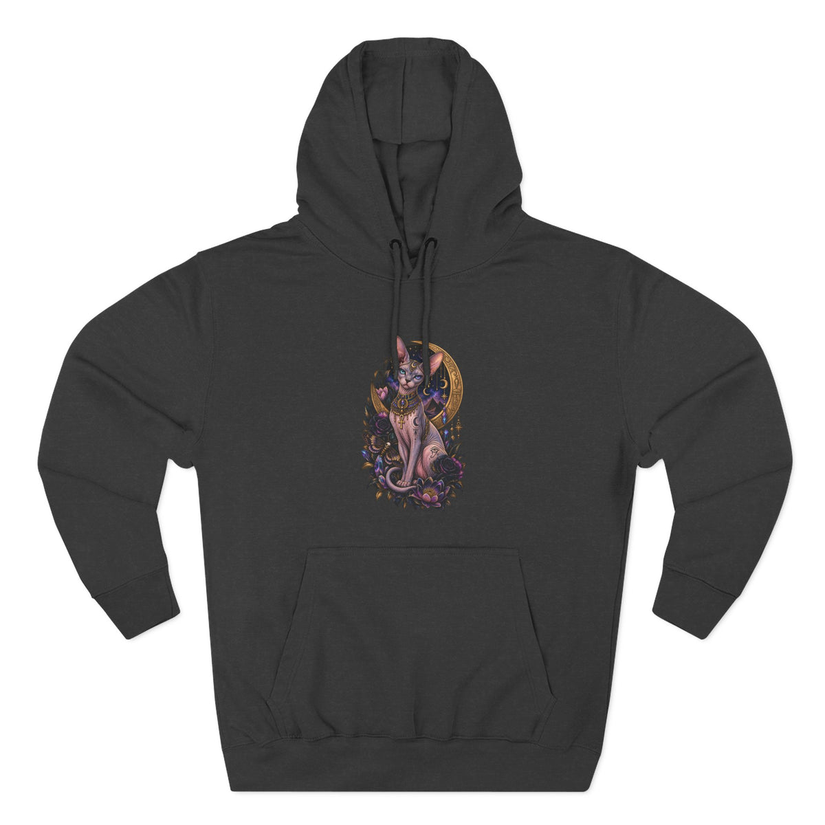 Mystic Moon Egyptian Sphynx Cat Hoodie — Gothic Feline Graphic Pullover