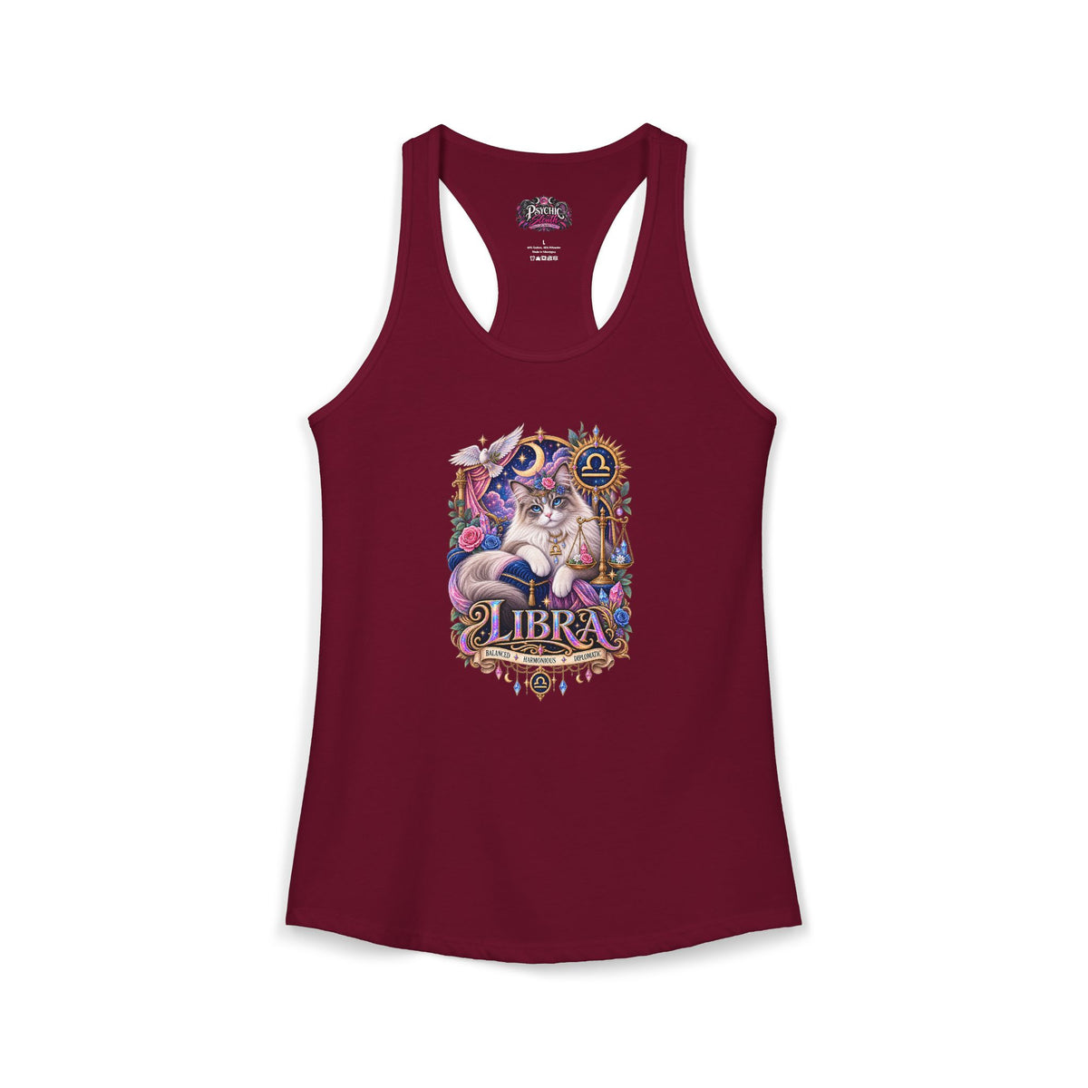 Libra Persian Cat Zodiac Tank- Celestial Astrology Cat Lover Tank