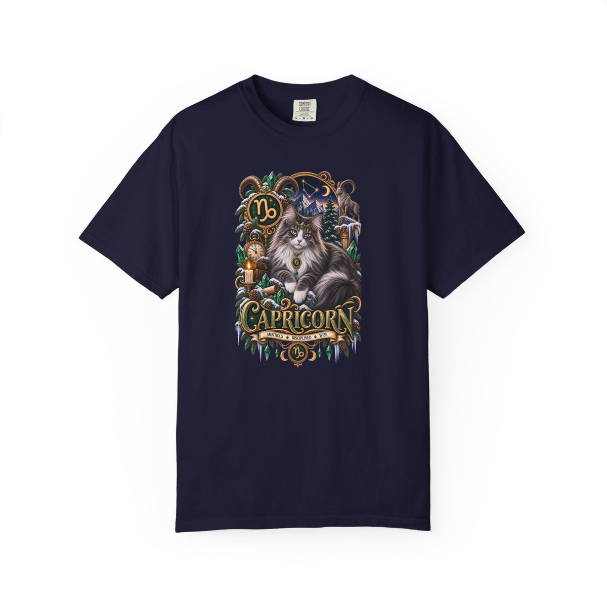 Capricorn Zodiac Norwegian Mountain Cat T-Shirt — Astrological Horoscope Tee