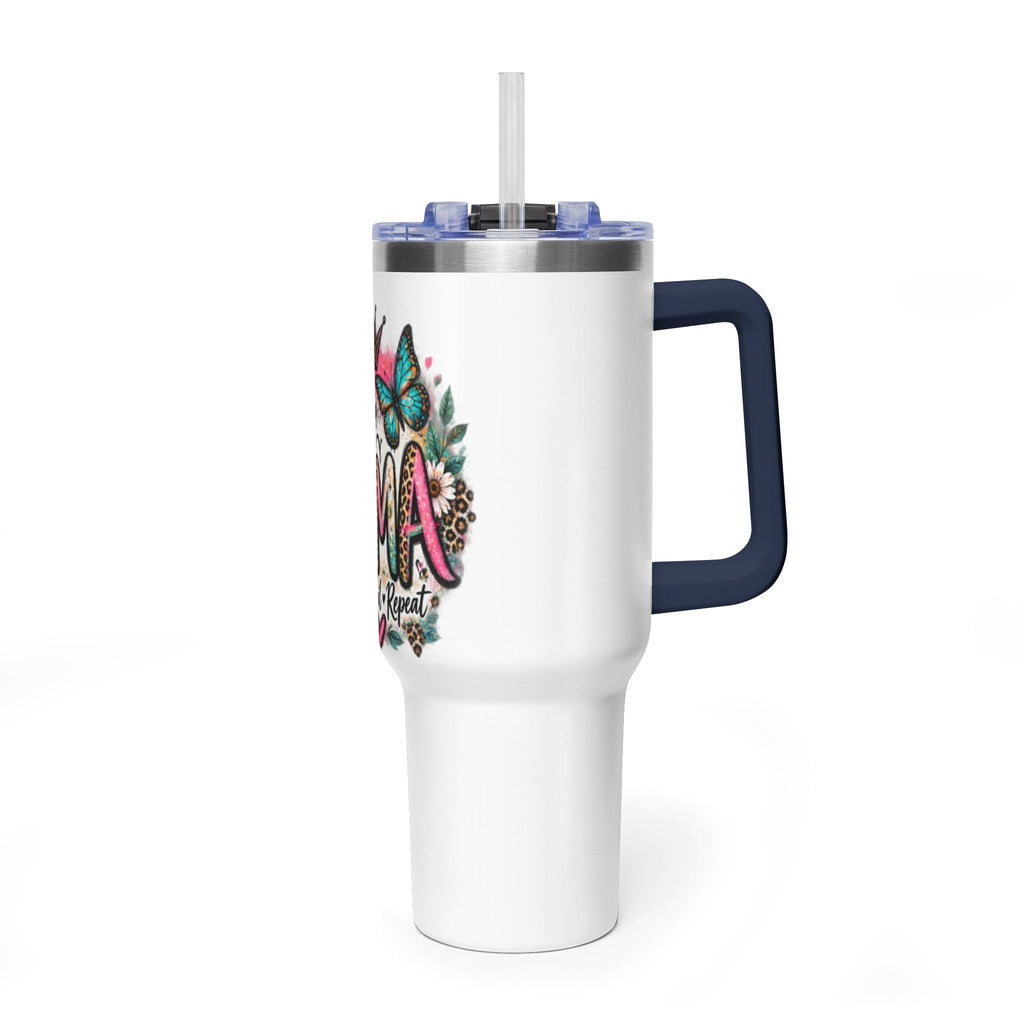 40oz Mama Tumbler – Floral Crown, Butterfly & 'Mama' Design Vacuum Thermal Mug