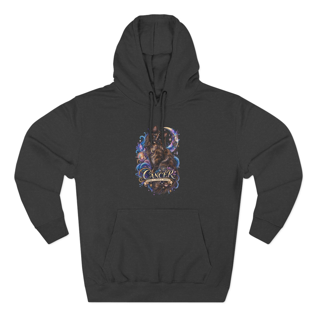 Cancer Tortoiseshell Cat Zodiac Hoodie — Zodiac Cat Graphic Fleece Pullover