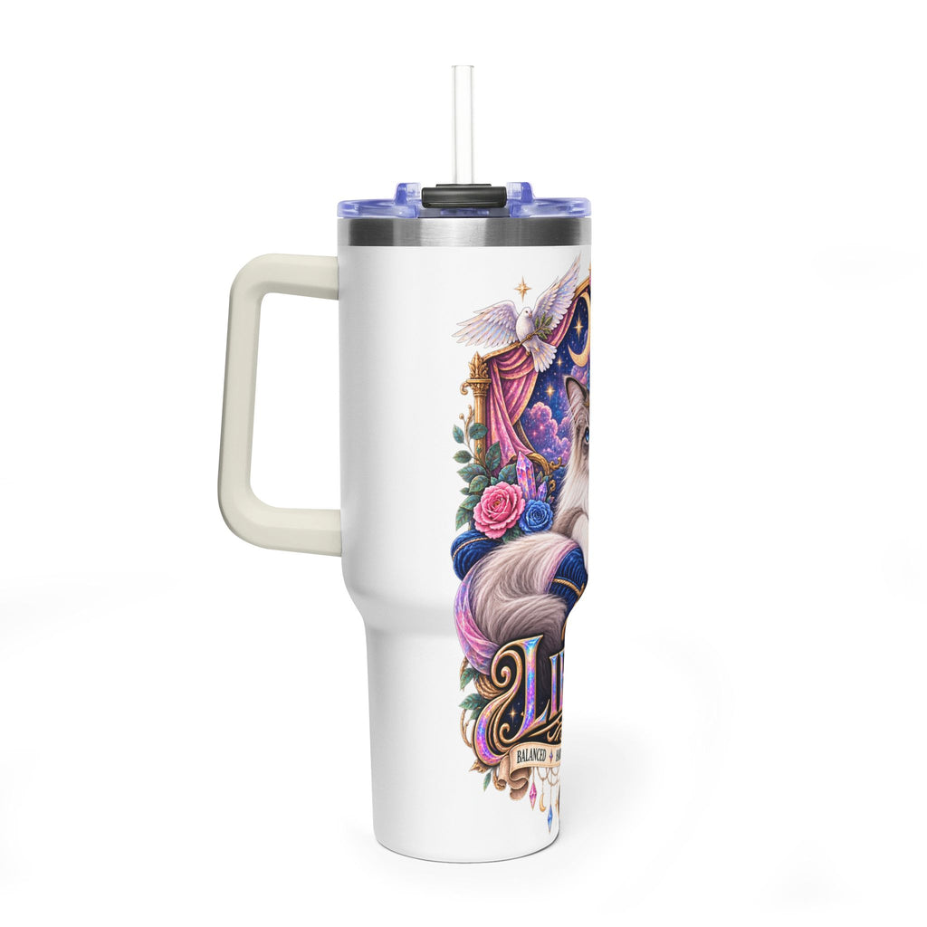 Libra Persian Cat 40oz Vacuum Tumbler — Zodiac Thermal Travel Mug