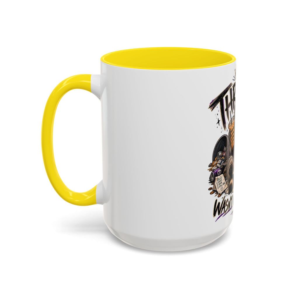 Thriving Raccoon Accent Coffee Mug — "Thriving Wasn't in the Budget" Funny Gift