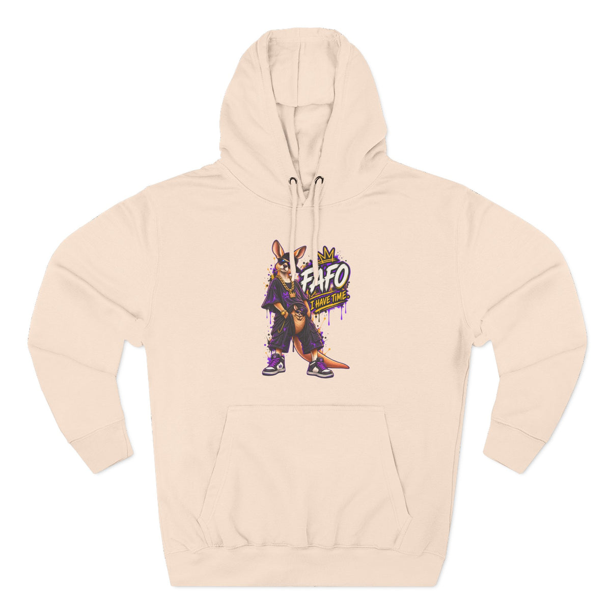 Streetstyle Kangaroo Graphic Hoodie — "FAFO" Retro Character Pullover