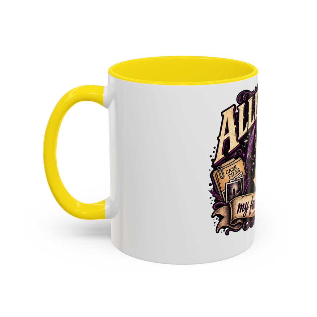 Allegedly Coffee Mug — Retro Pinup Mystery Design