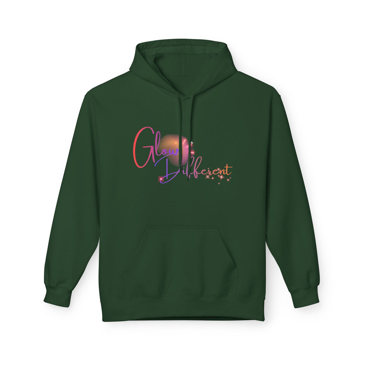 Glow Different Hoodie — Pastel Brush Script Inspirational Pullover
