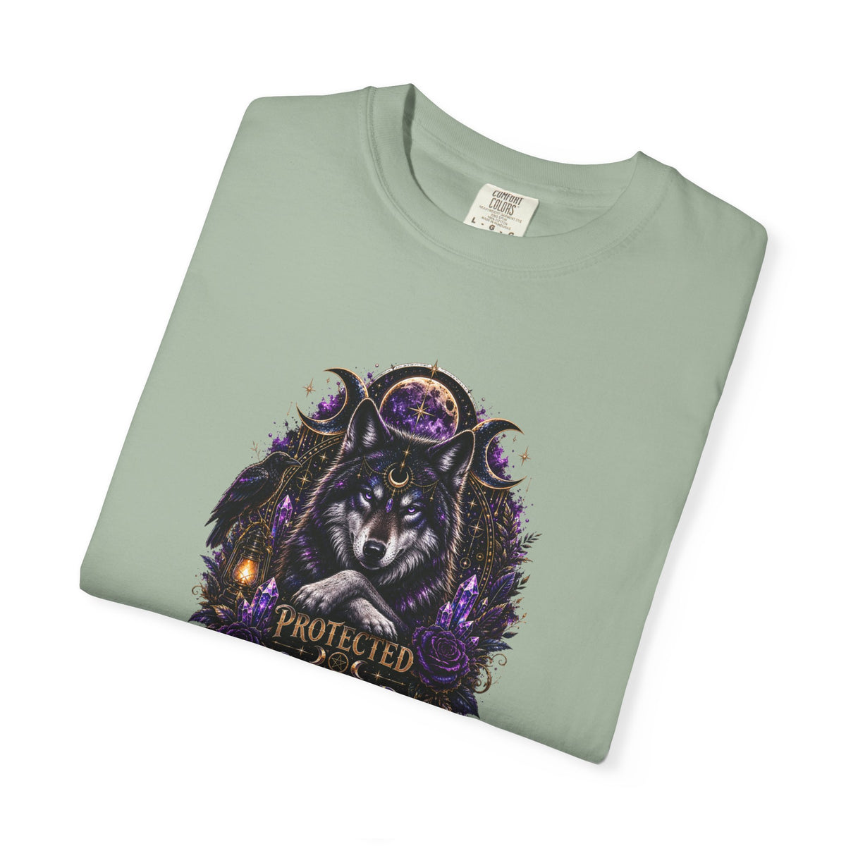 Protector Wolf T-Shirt — "Protected, Guided, Unfuckwithable" Spiritual Graphic Tee