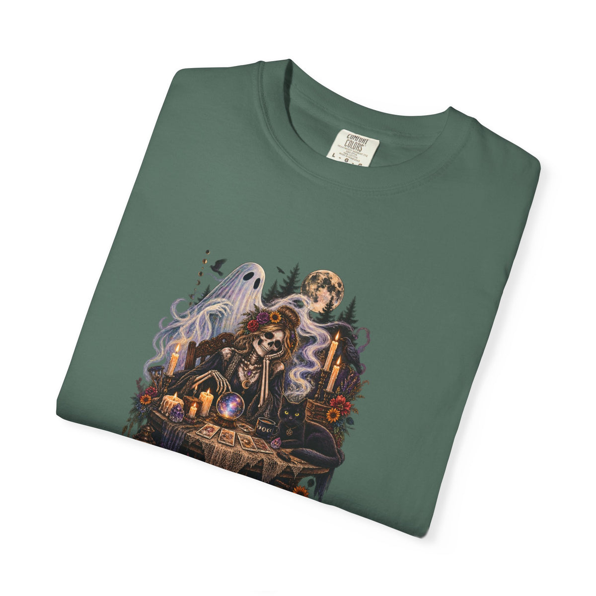 Tarot Seance Skeleton, Black Cat & Ghost Graphic Tee