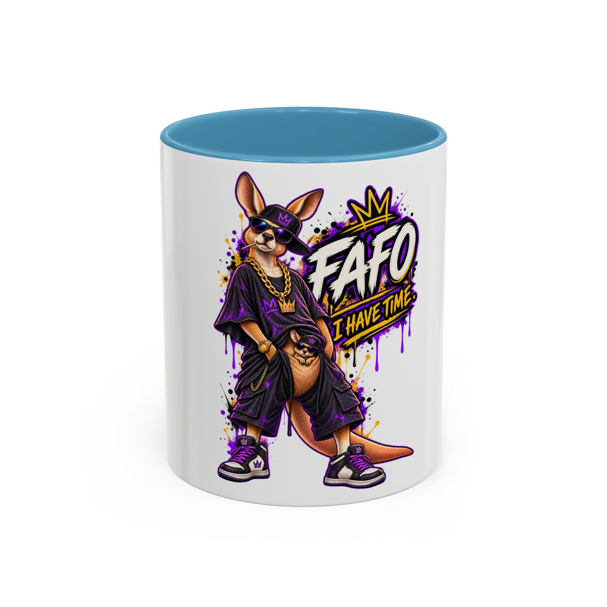 Kangaroo Streetwear Coffee Mug — "FAFO I Have Time" Accent Mug