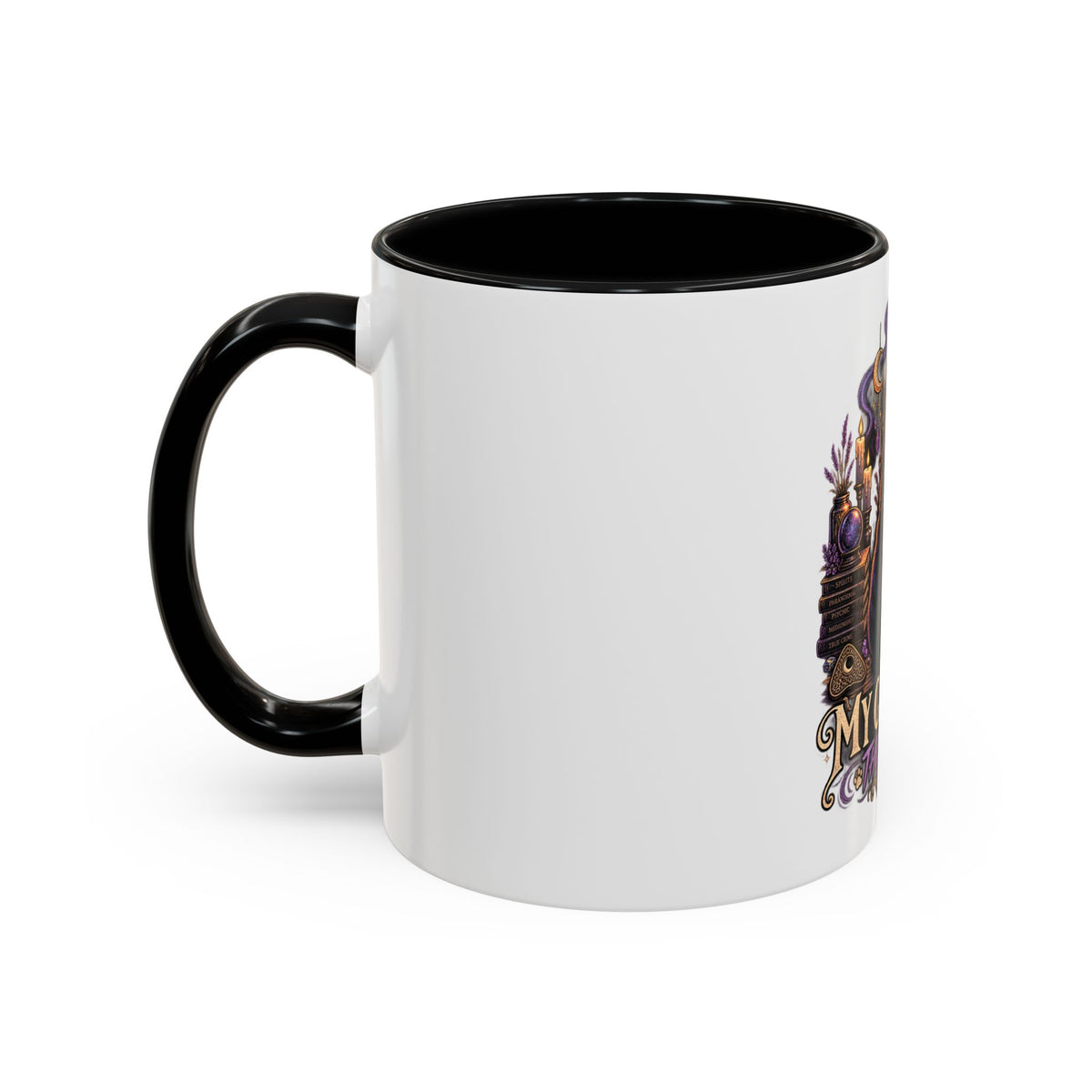 My Cat Sees Them Too Accent Coffee Mug – Halloween Cat & Ghost 11/15oz