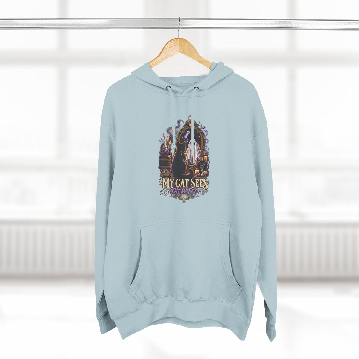 My Cat Sees Them Too- Black Cat Ghost Hoodie