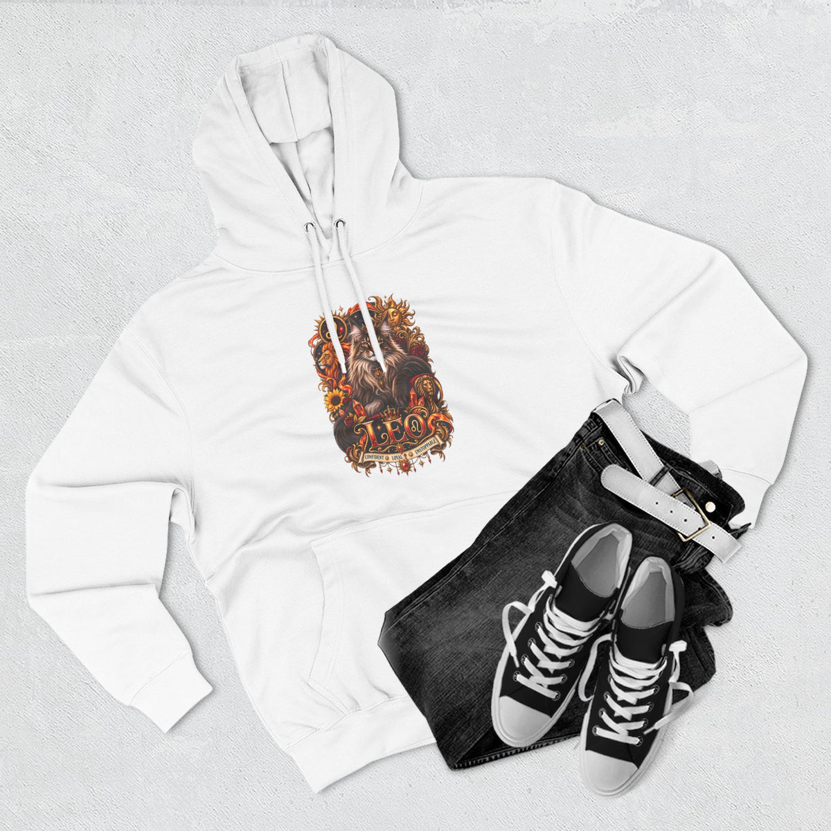 Leo Maine Coon Zodiac Hoodie — Mystical Celestial Cat Astrology Design