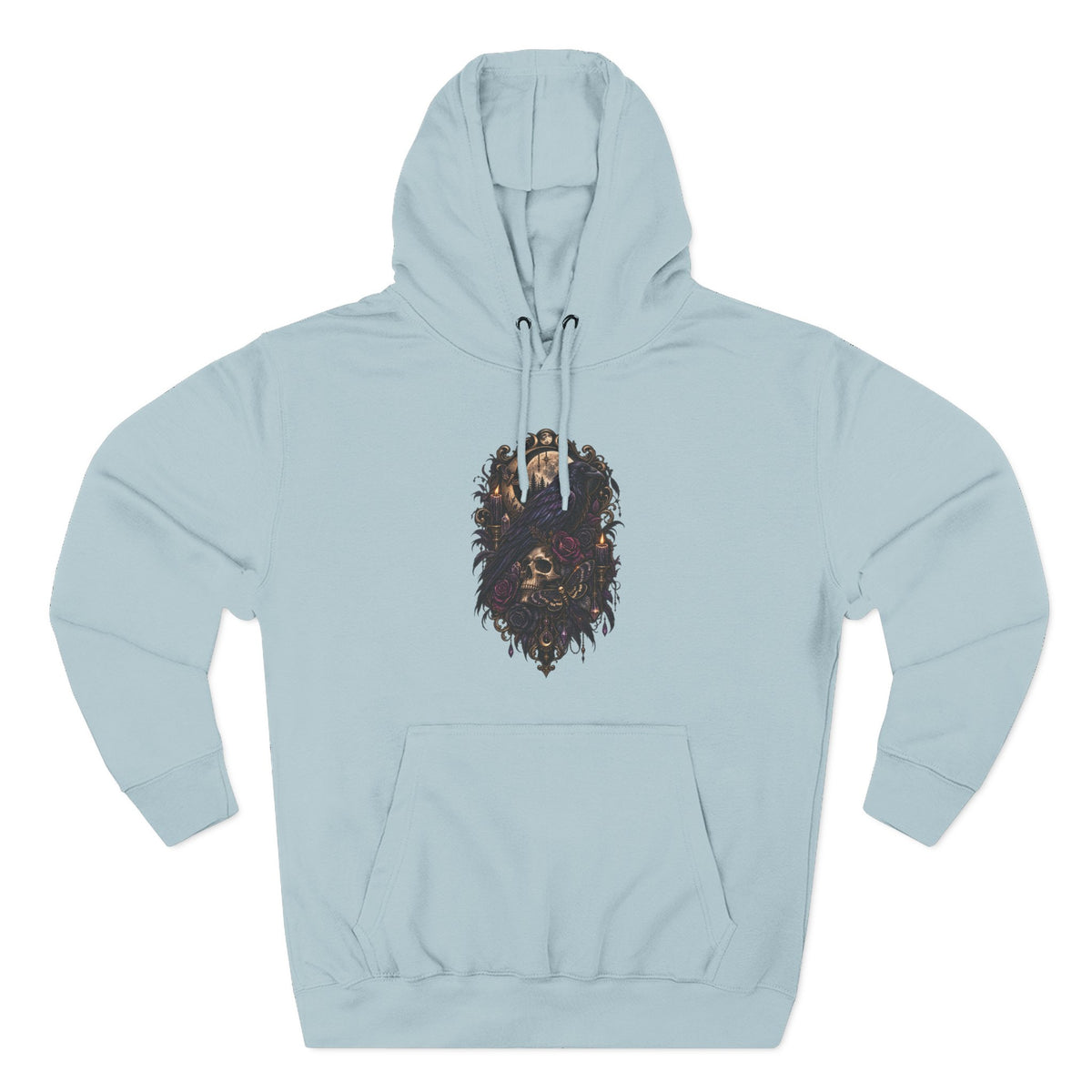 Raven Skull Graphic Hoodie — Gothic Fleece Pullover