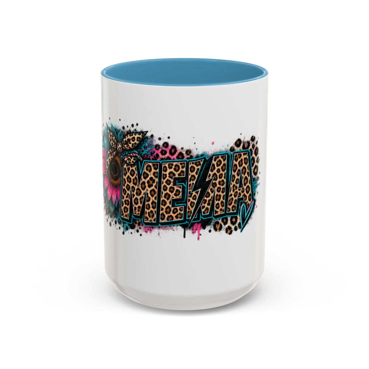 Leopard Print 'Mema' Accent Coffee Mug — Bold Animal Print Ceramic Mug- Mema Gift