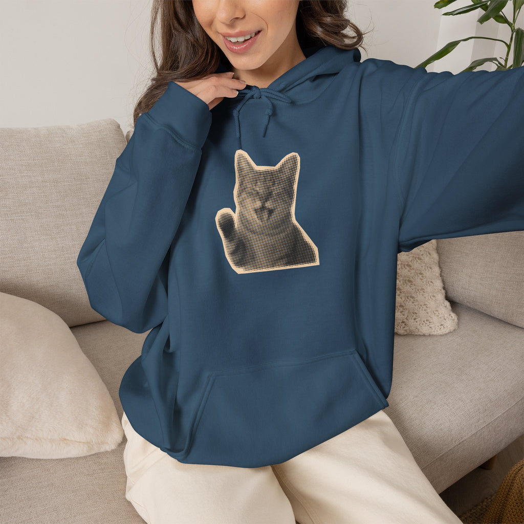 Laughing Meme Cat Hoodie – Adorable Grey Kitten Graphic Sweatshirt