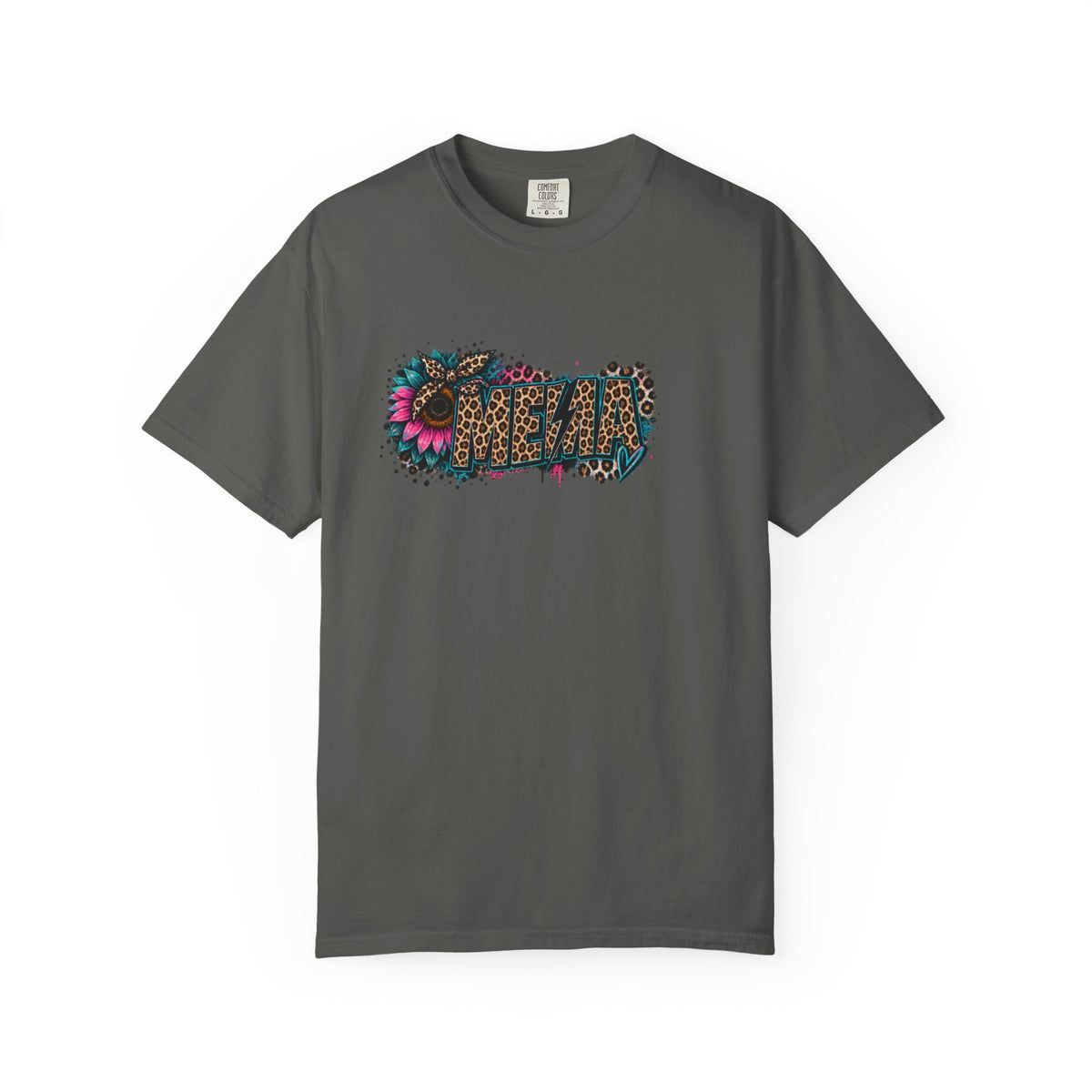 MEMA Leopard Floral Logo T-Shirt — Vintage Animal Print Graphic Tee