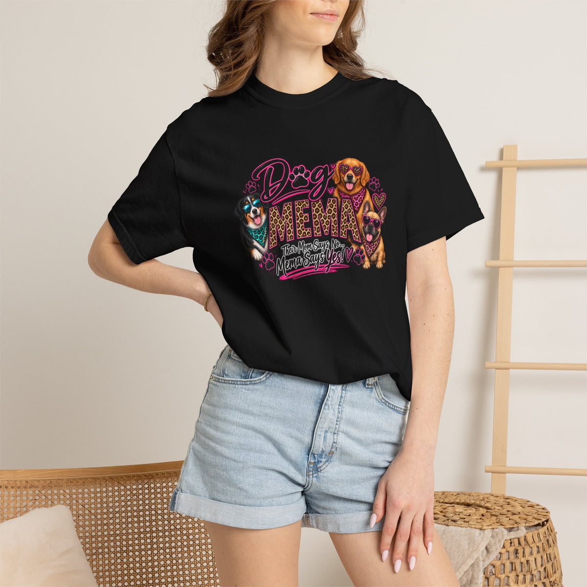 Dog Mema T-Shirt – Cute Paw Print Graphic Tee for Grandma Dog Lovers