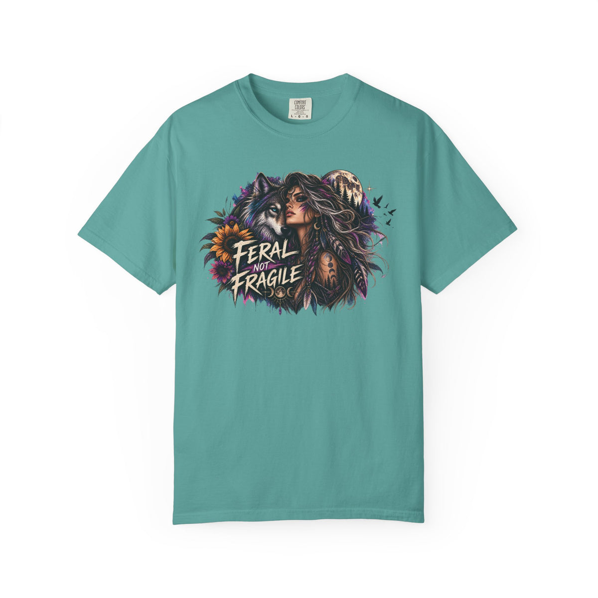 Feral Not Fragile Graphic T-Shirt — Wolf & Woman Nature Art Tee