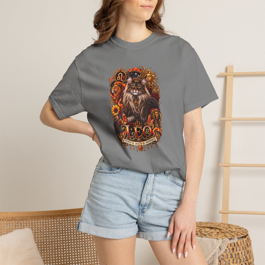 Leo Zodiac Cats T-Shirt — Maine coon Astrology Tee
