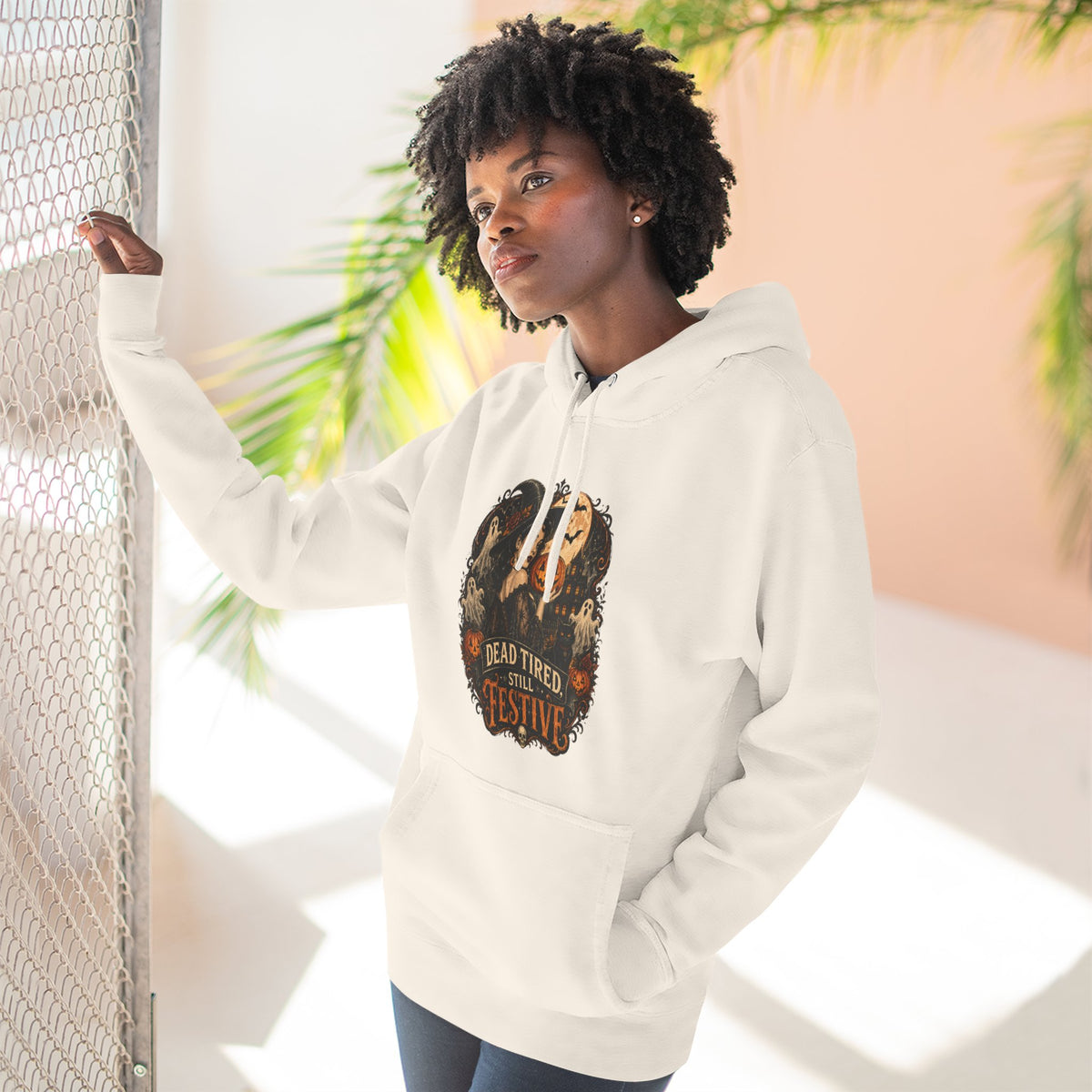 Dead Tired but Festive Hoodie — Funny Halloween Pullover