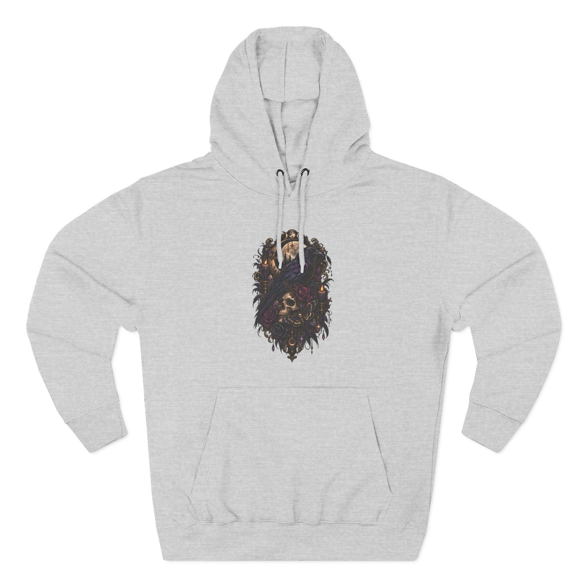 Raven Skull Graphic Hoodie — Gothic Fleece Pullover
