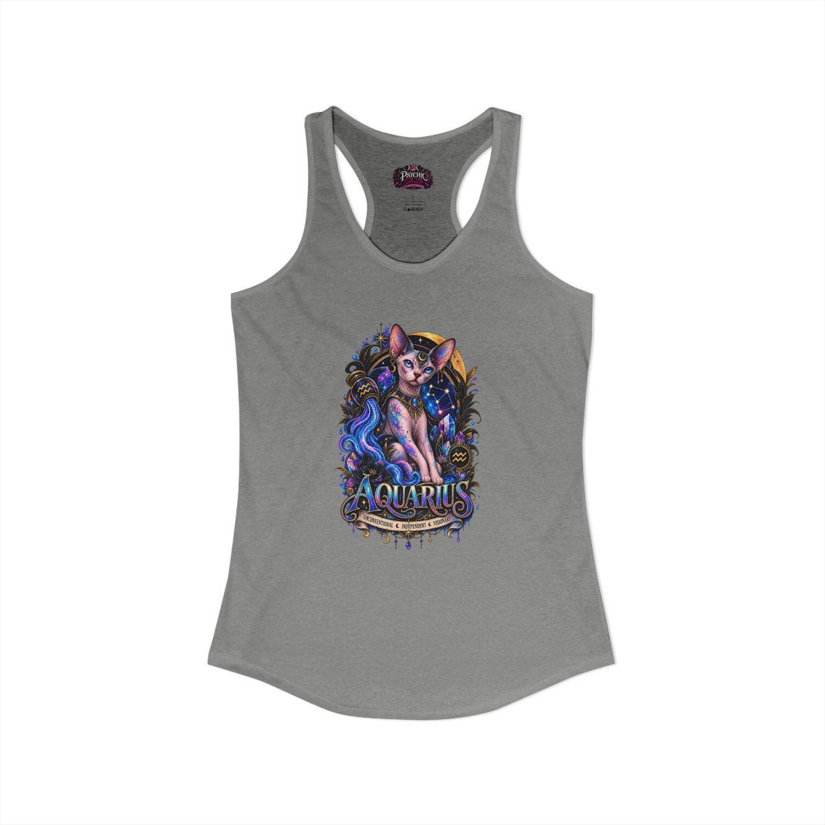 Aquarius Sphynx Cat Zodiac Tank- Celestial Astrology Cat Lover Tank