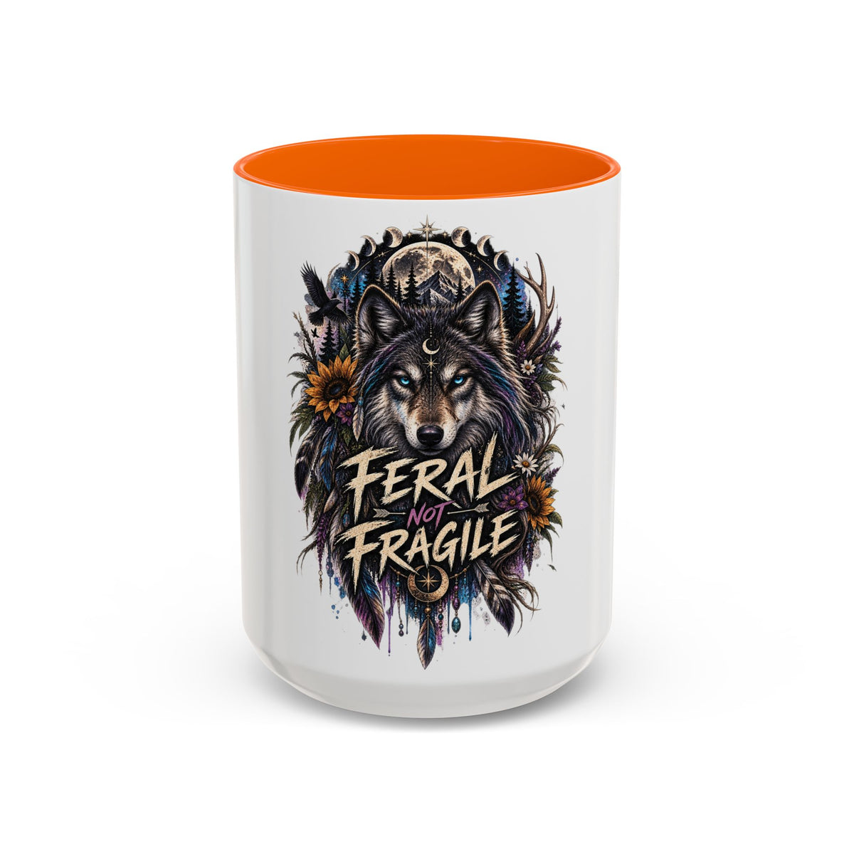 Feral Not Fragile Wolf Accent Coffee Mug (11oz & 15oz)